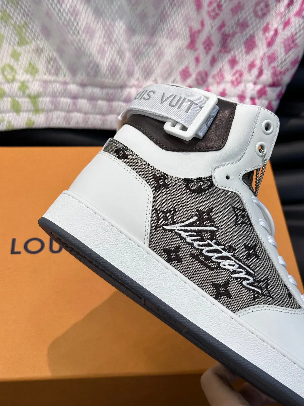 Louis Vuitton LV Trainer White Beige High-Top Monogram Canvas Lifestyle Sneakers 5