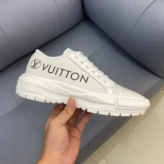 Louis Vuitton LV Trainer Branco e Preto Low-Top Superior de tecido Tênis Lifestyle