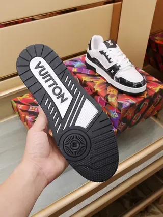 Louis Vuitton LV Trainer White Black Monogrammed Coated Canvas Perforated Leather Toe Lifestyle Sneakers 6