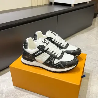 Louis Vuitton LV Trainer White Black Monogrammed Leather Textured Panel Lifestyle Sneakers