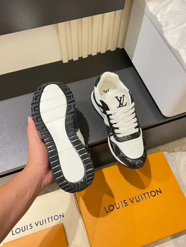 Louis Vuitton LV Trainer White Black Monogrammed Leather Textured Panel Lifestyle Sneakers 3
