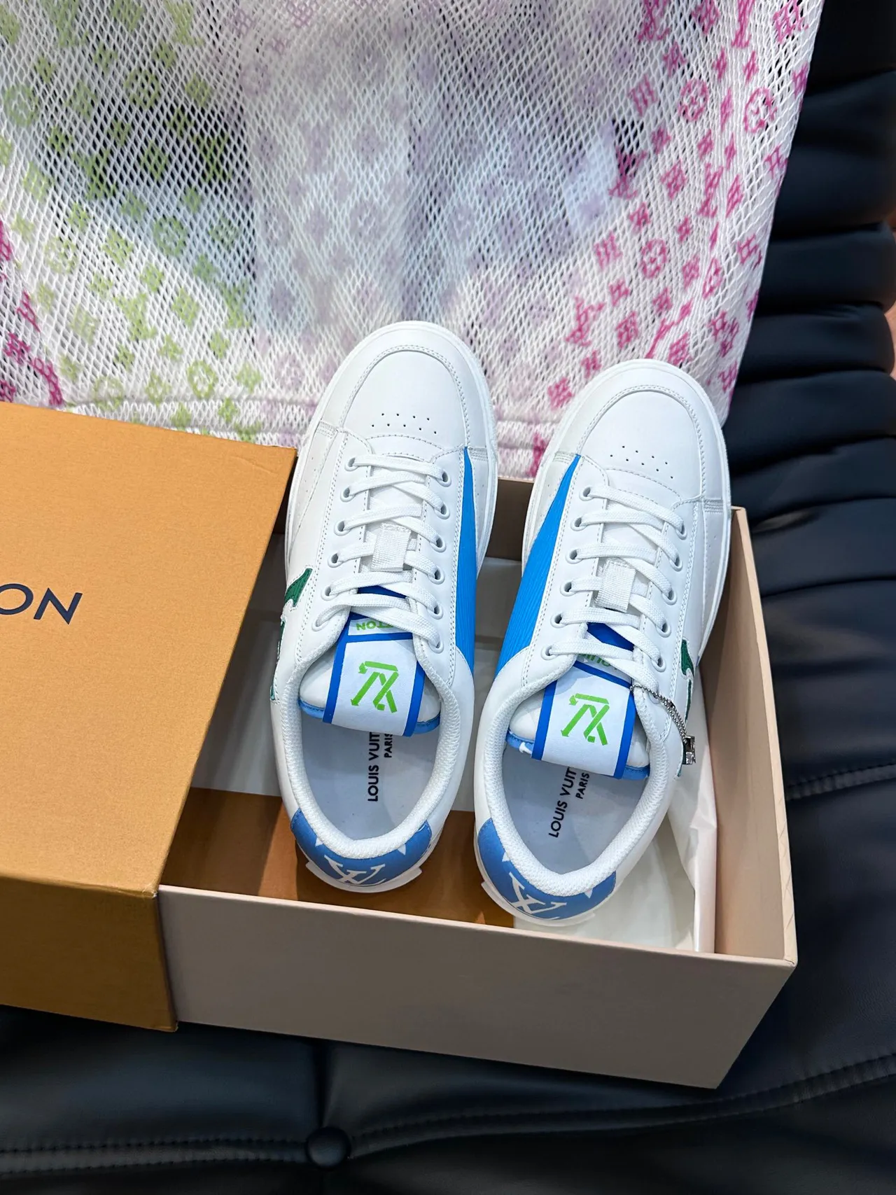 Louis Vuitton LV Trainer White Blue Low-Top Leather Upper Lifestyle Sneakers 4