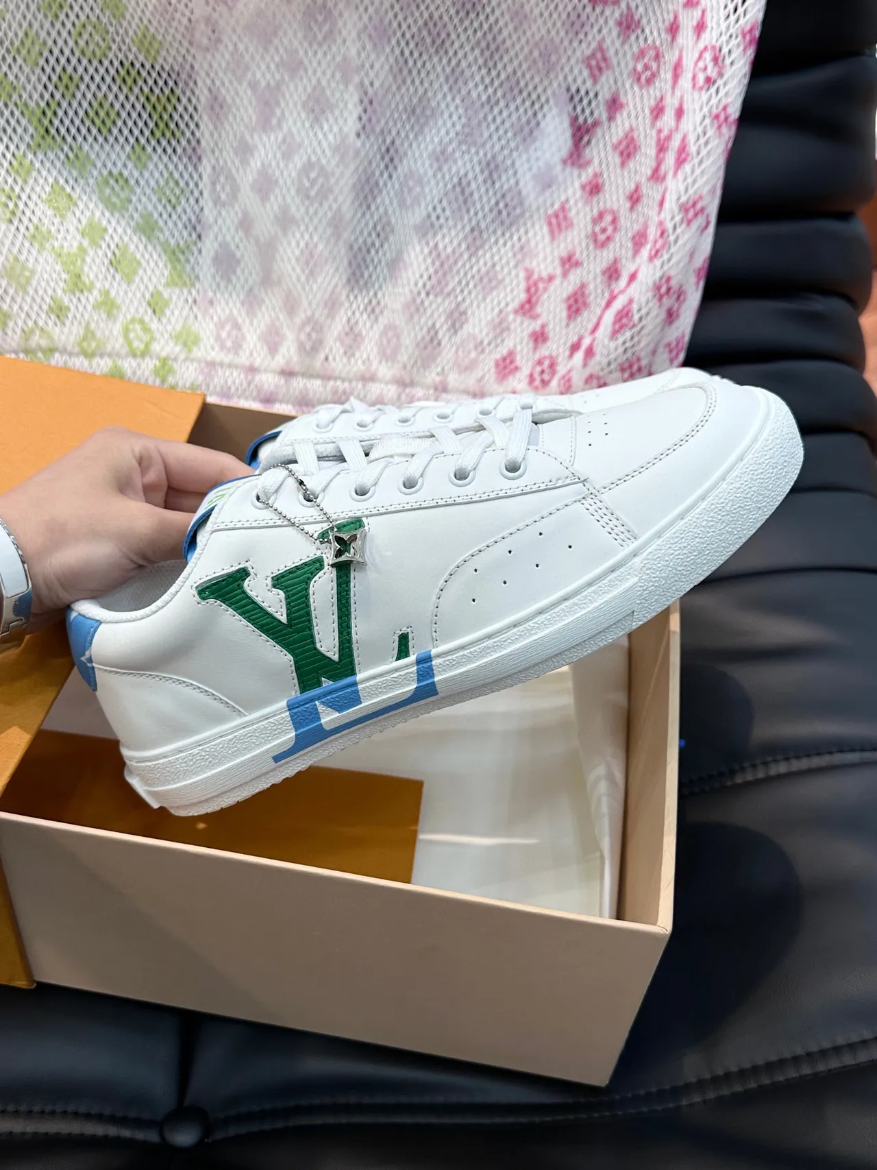Louis Vuitton LV Trainer White Blue Low-Top Leather Upper Lifestyle Sneakers 6