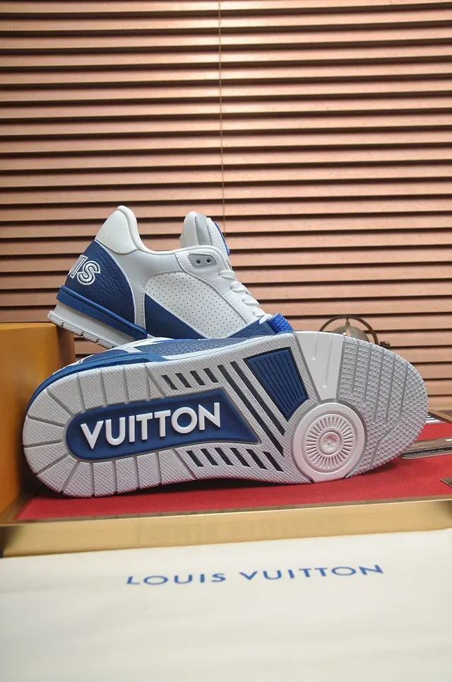 Louis Vuitton LV Trainer White Blue Low-Top Perforated Leather Lifestyle Sneakers 7
