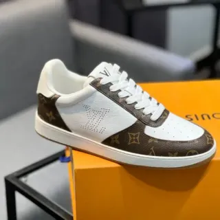 Louis Vuitton LV Trainer branco marrom Monogram Canvas Perforated Leather Lifestyle Sneakers