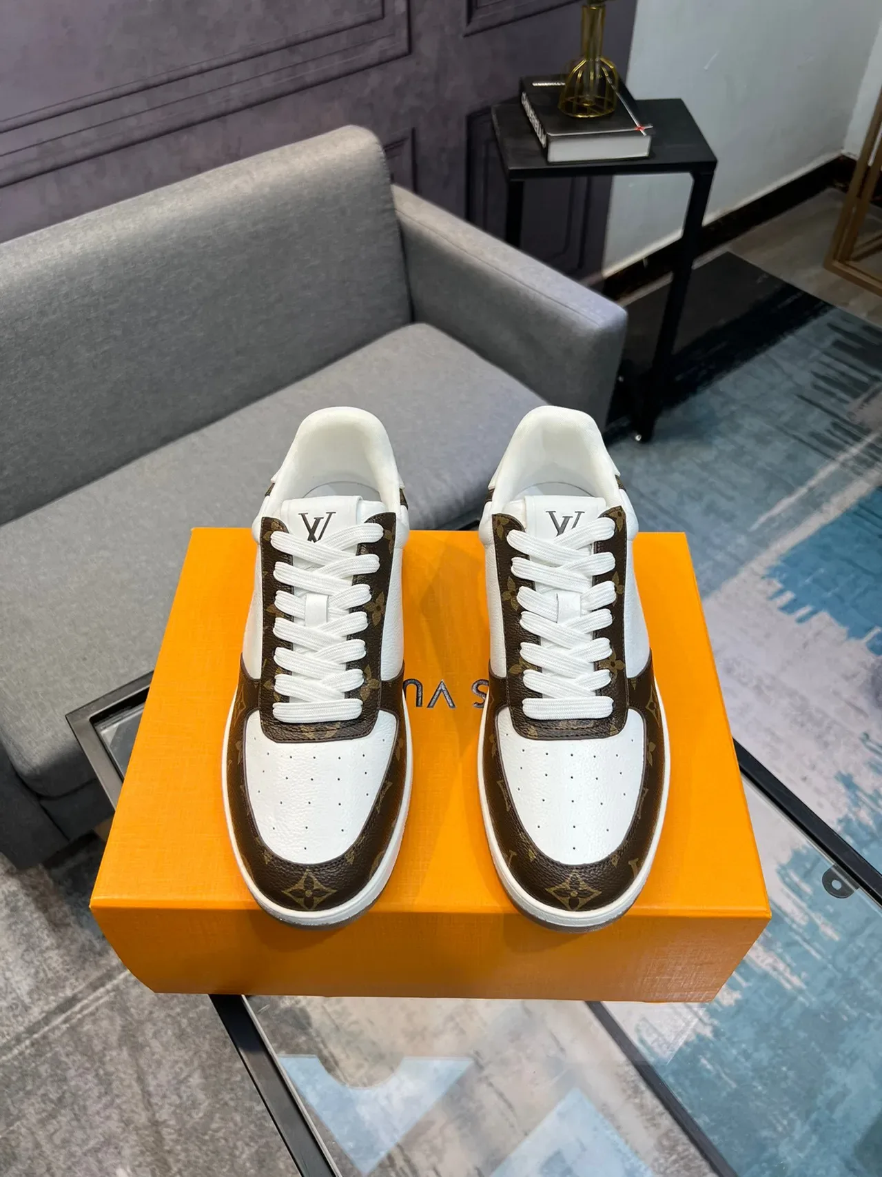 Louis Vuitton LV Trainer White Brown Monogram Canvas Perforated Leather Lifestyle Sneakers 2