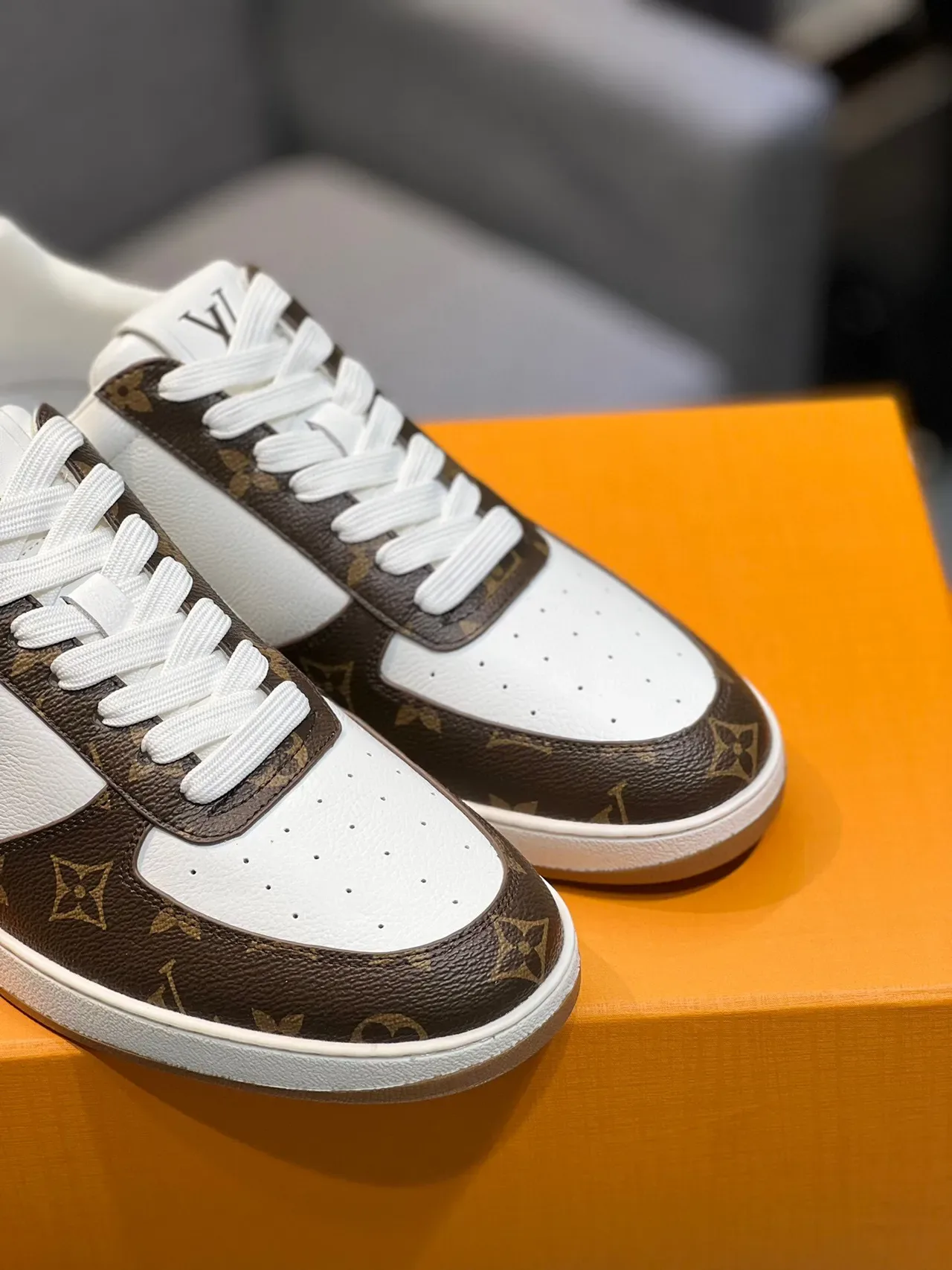 Louis Vuitton LV Trainer White Brown Monogram Canvas Perforated Leather Lifestyle Sneakers 9