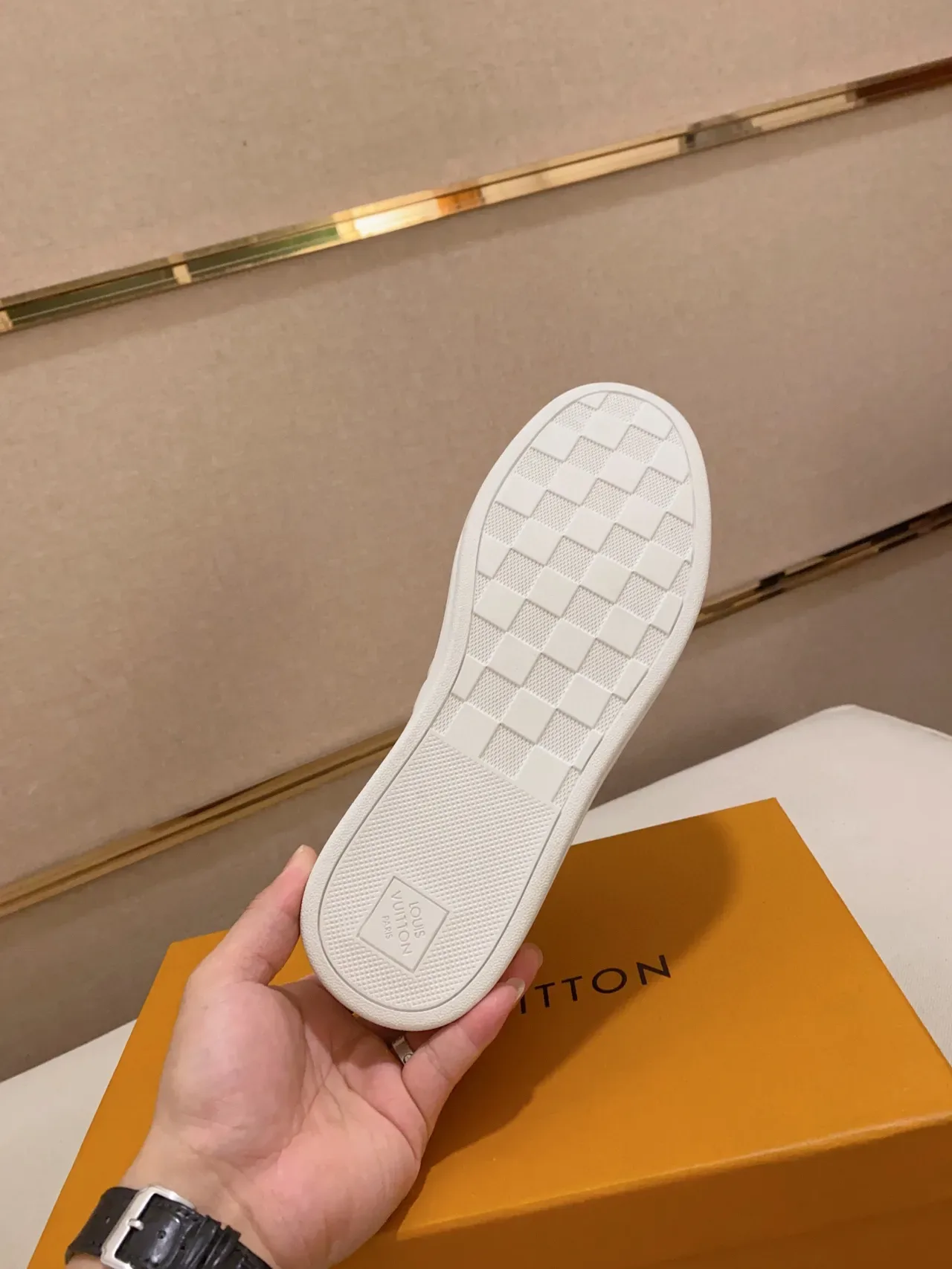 Louis Vuitton LV Trainer White Brown Quilted Toe Cap Monogram Canvas Side Panels Lifestyle Sneakers 2