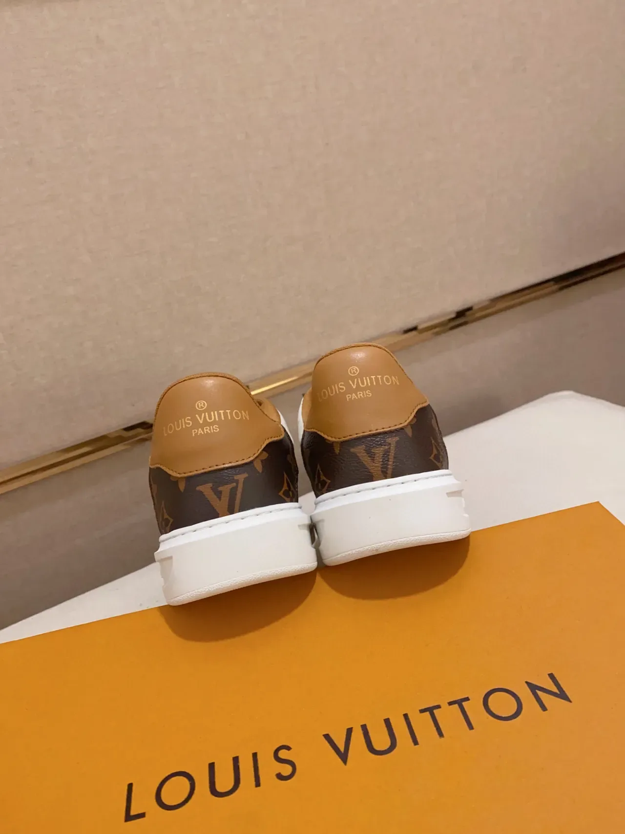 Louis Vuitton LV Trainer White Brown Quilted Toe Cap Monogram Canvas Side Panels Lifestyle Sneakers 3