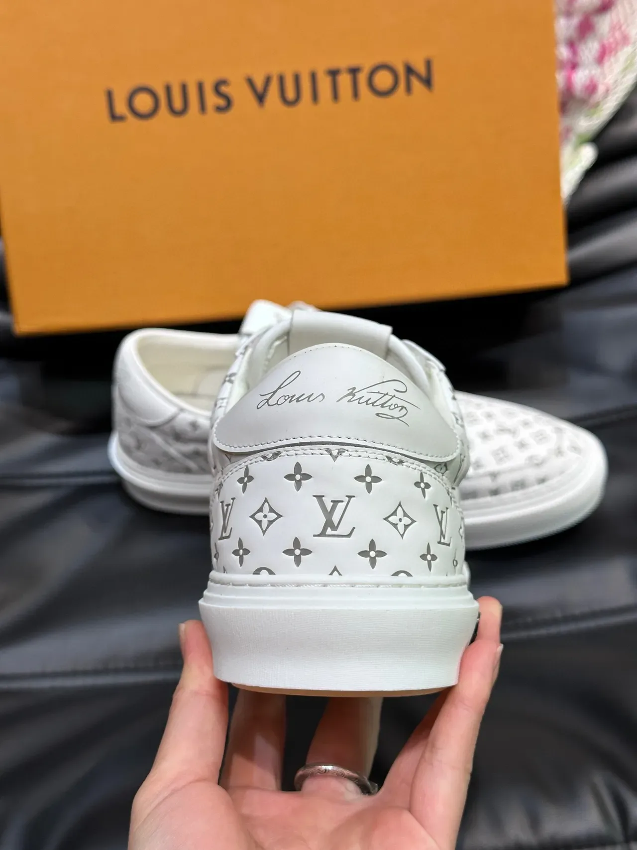 Louis Vuitton LV Trainer White Gray Monogram-Printed Leather Low-Top Lifestyle Sneakers 2