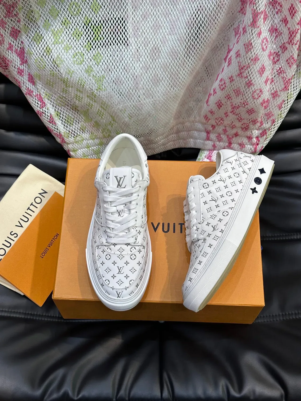 Louis Vuitton LV Trainer White Gray Monogram-Printed Leather Low-Top Lifestyle Sneakers 3