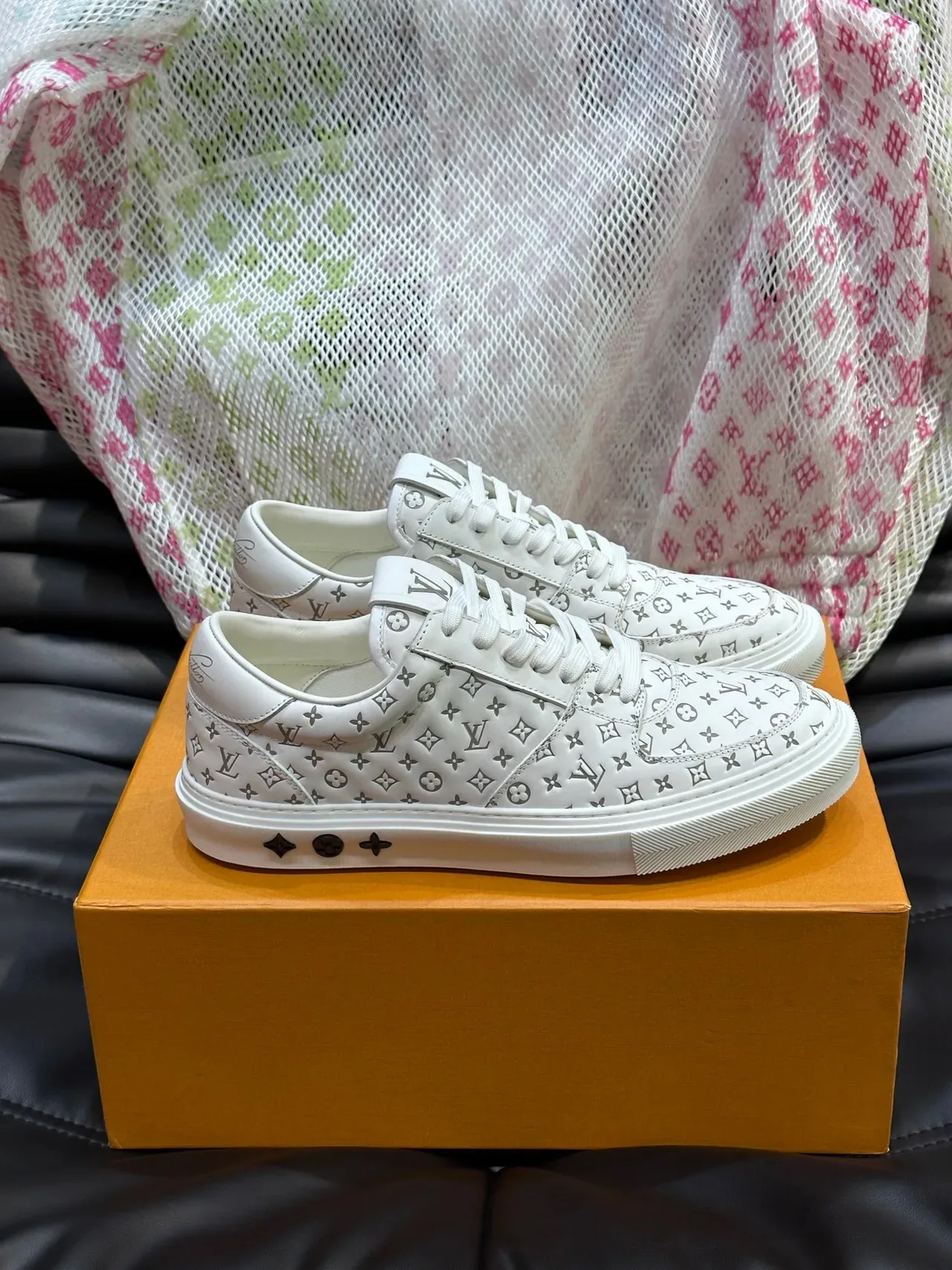 Louis Vuitton LV Trainer White Gray Monogram-Printed Leather Low-Top Lifestyle Sneakers 4