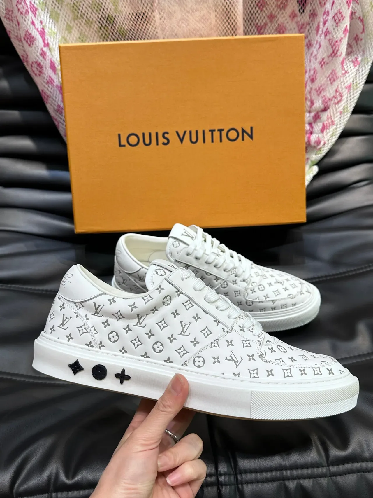 Louis Vuitton LV Trainer White Gray Monogram-Printed Leather Low-Top Lifestyle Sneakers 5