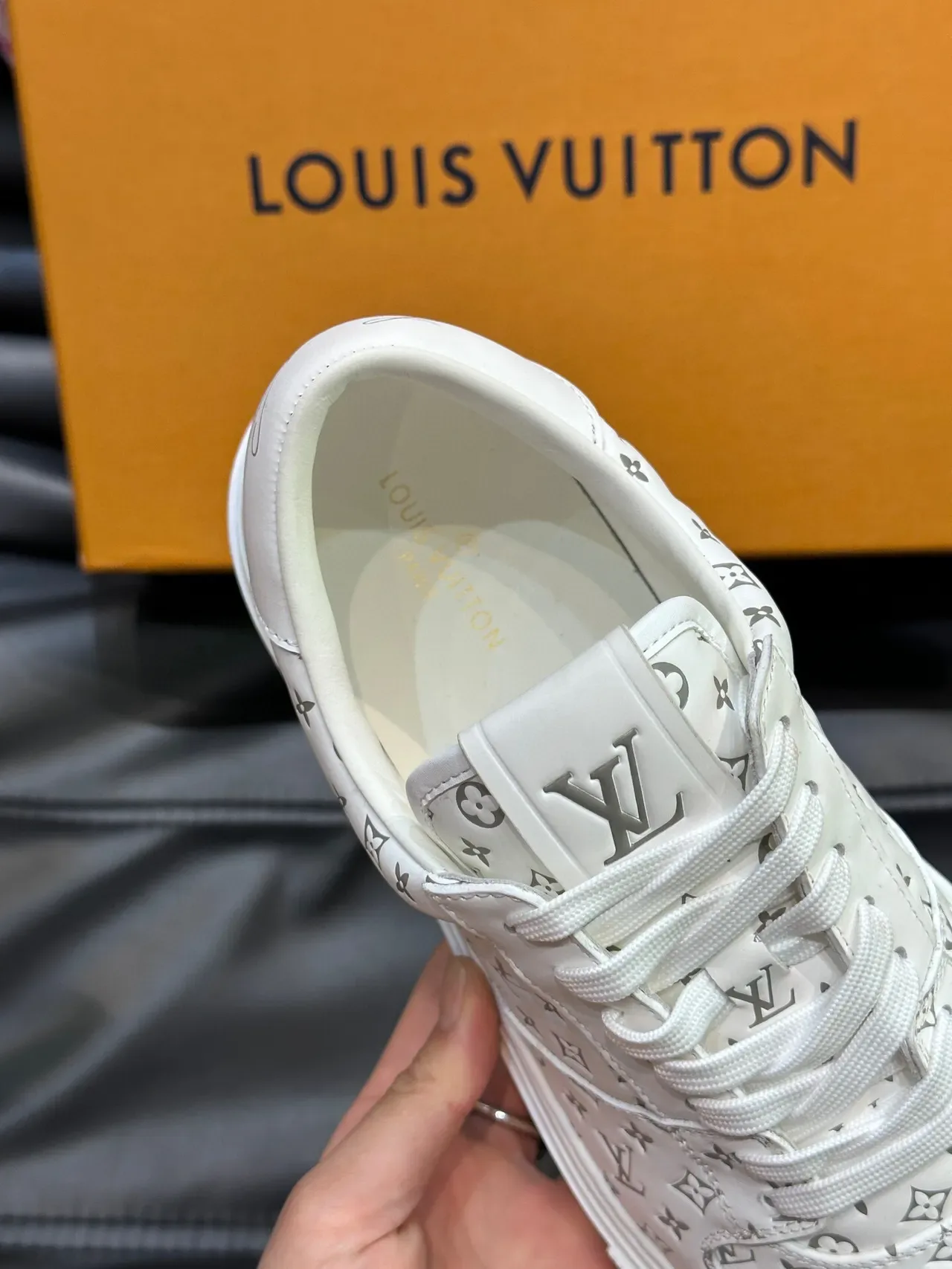 Louis Vuitton LV Trainer White Gray Monogram-Printed Leather Low-Top Lifestyle Sneakers 7