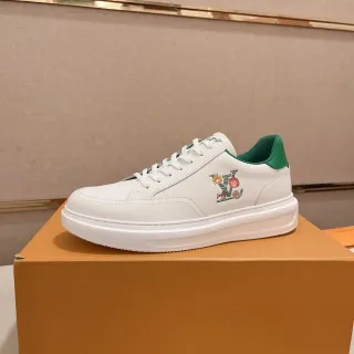 Louis Vuitton LV Trainer White Green Leather Upper Floral-Embroidered Monogram Lifestyle Sneakers