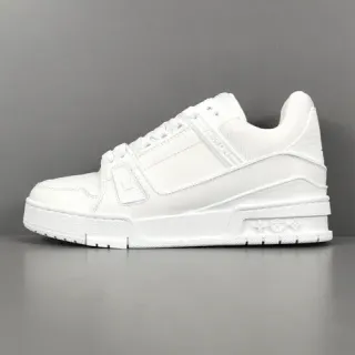 Louis Vuitton LV Trainer White Monochrome Structured Strap Overlay Lifestyle Sneakers