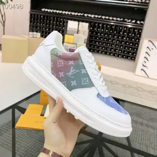 Louis Vuitton LV Trainer Blanco Multicolor Monogramado Malla Overlay Suela de Goma Esculpida Zapatillas Lifestyle