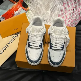 Louis Vuitton LV Trainer White Navy Low-Top Monogram Canvas Lifestyle Sneakers