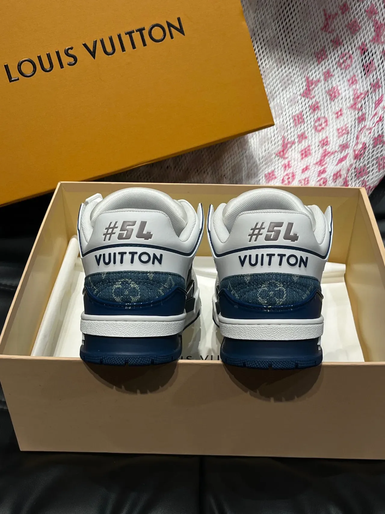 Louis Vuitton LV Trainer White Navy Low-Top Monogram Canvas Lifestyle Sneakers 8