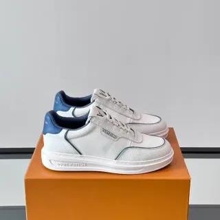 Louis Vuitton LV Trainer White Navy Low-Top Textured Leather-Mesh Upper Lifestyle Sneakers