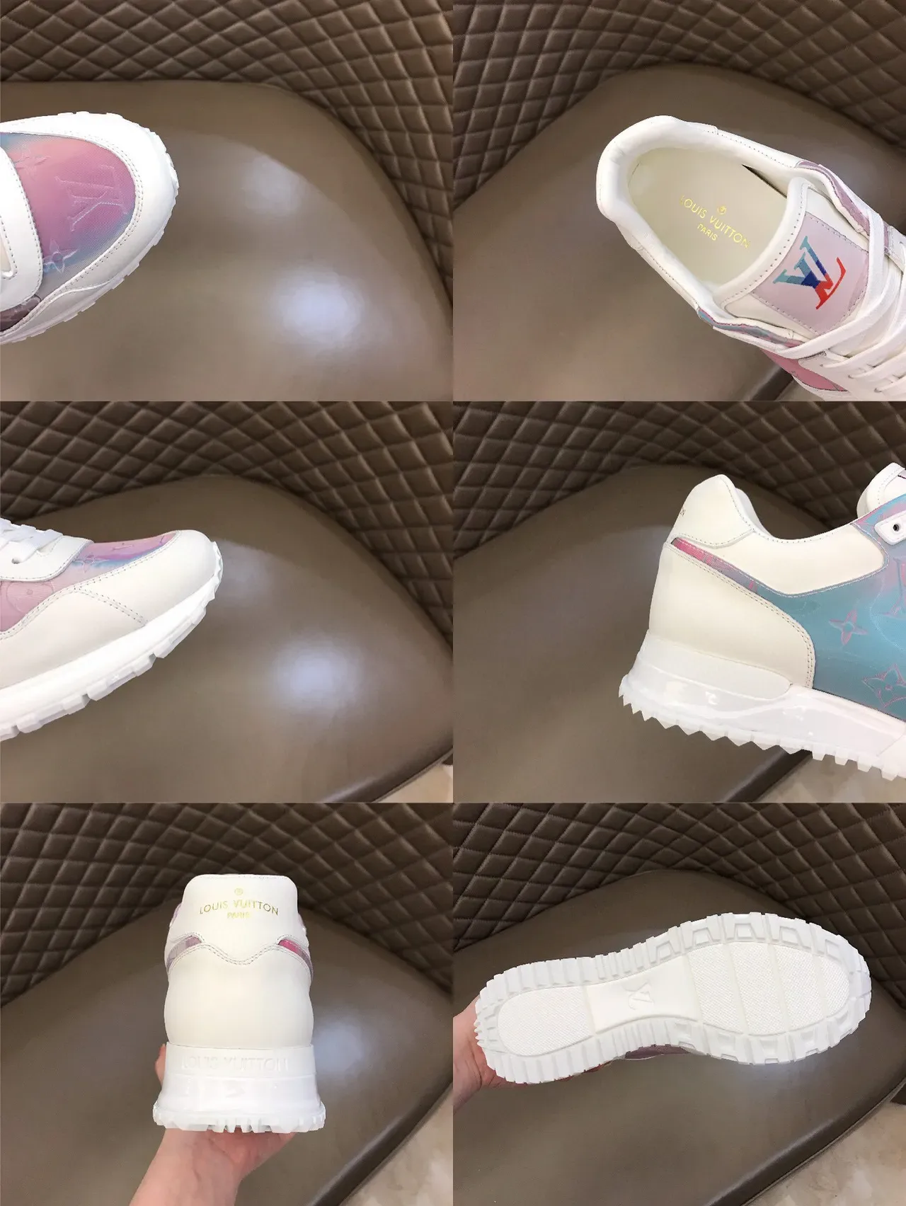 Louis Vuitton LV Trainer White Purple Leather Iridescent Monogram Panel Lifestyle Sneakers 2