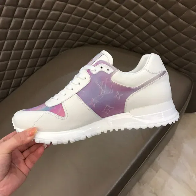 Louis Vuitton LV Trainer White Purple Leather Iridescent Monogram Panel Lifestyle Sneakers 3