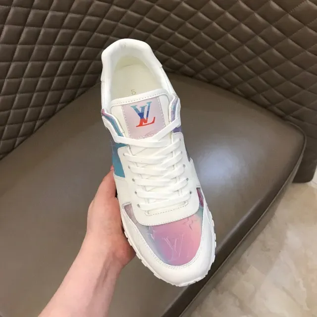 Louis Vuitton LV Trainer White Purple Leather Iridescent Monogram Panel Lifestyle Sneakers 4