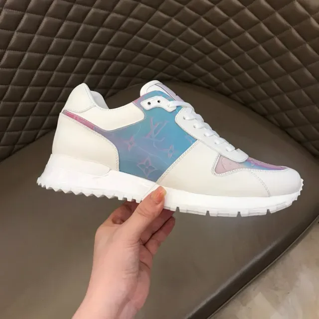 Louis Vuitton LV Trainer White Purple Leather Iridescent Monogram Panel Lifestyle Sneakers 5