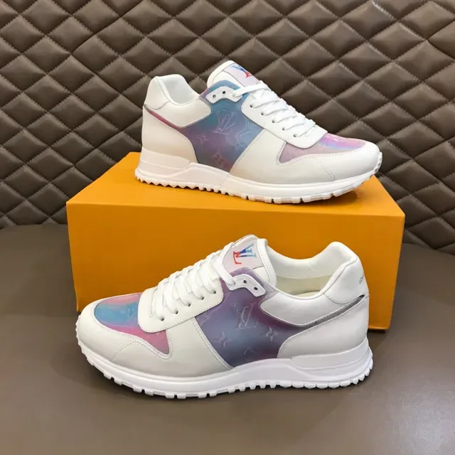 Louis Vuitton LV Trainer White Purple Leather Iridescent Monogram Panel Lifestyle Sneakers 6