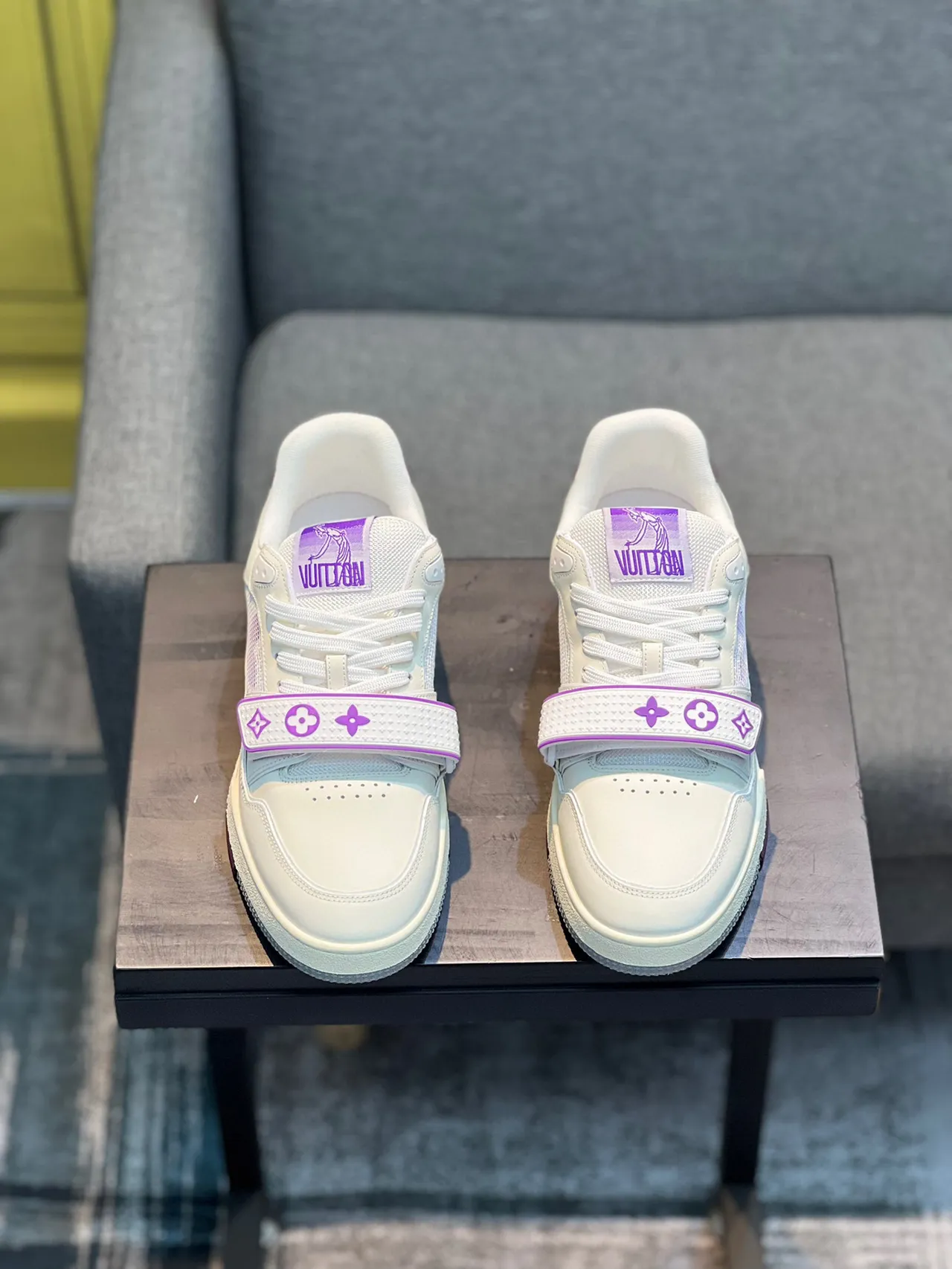 Louis Vuitton LV Trainer White Purple Low-Top Strap-Accented Lifestyle Sneakers 6