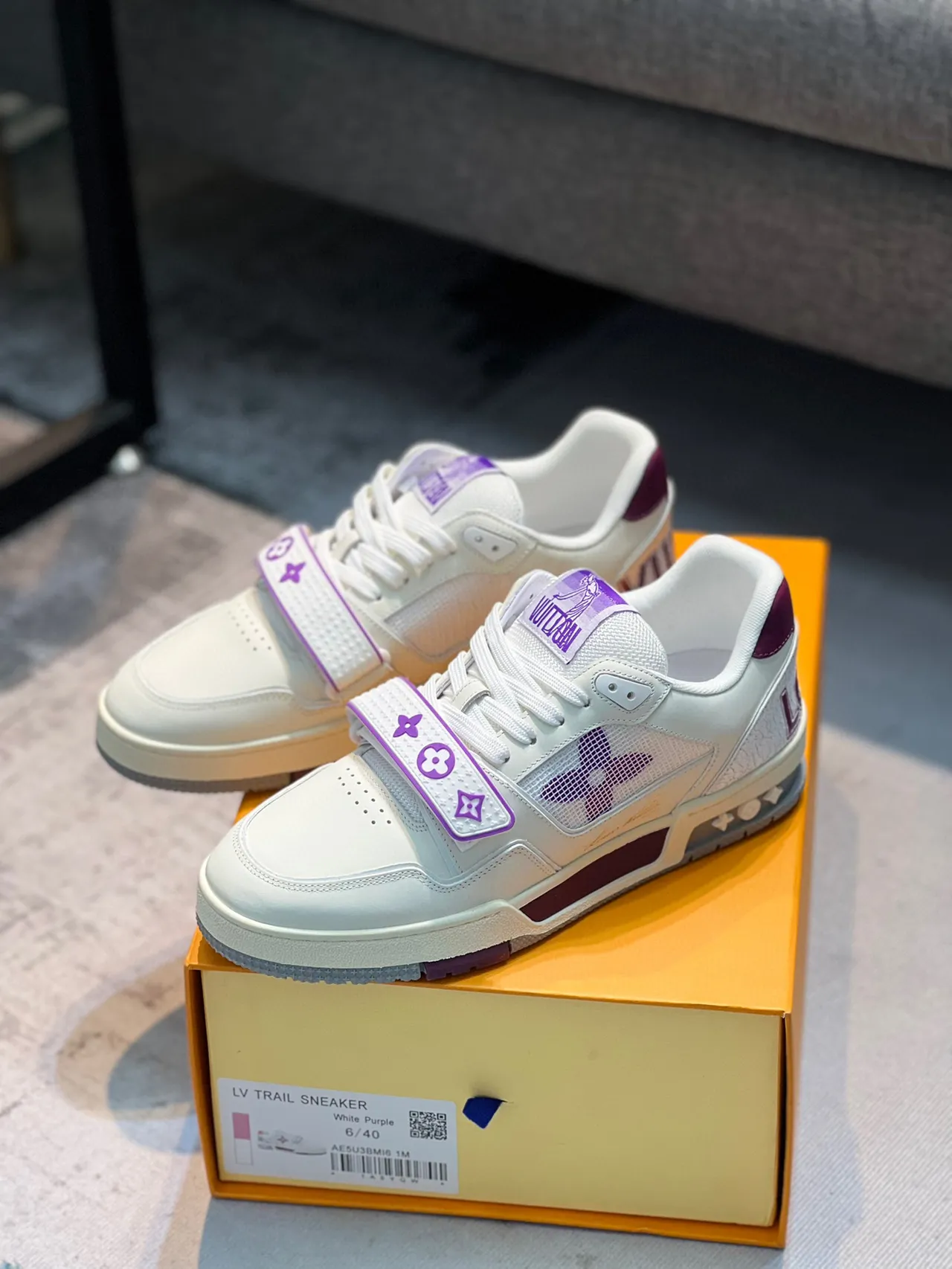 Louis Vuitton LV Trainer White Purple Low-Top Strap-Accented Lifestyle Sneakers 7