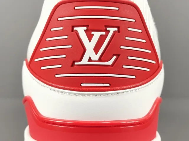 Louis Vuitton LV Trainer White Red Low-Top Brick-Monogram Overlay Lifestyle Sneakers 6
