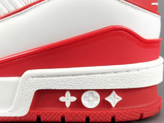 Louis Vuitton LV Trainer White Red Low-Top Brick-Monogram Overlay Lifestyle Sneakers 7