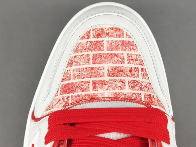 Louis Vuitton LV Trainer White Red Low-Top Brick-Monogram Overlay Lifestyle Sneakers 10