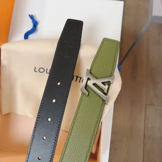 Louis Vuitton LV Twist Belt Olive Green and Black Leather Belt