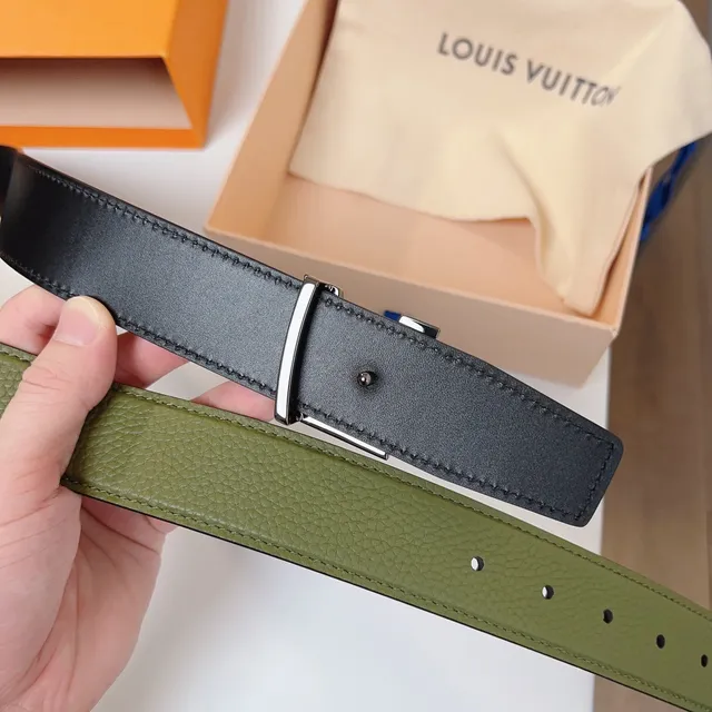 Louis Vuitton LV Twist Belt Cinto de couro verde oliva e preto 2
