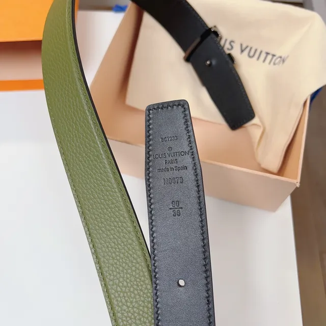 Louis Vuitton LV Twist Belt Cinto de couro verde oliva e preto 3