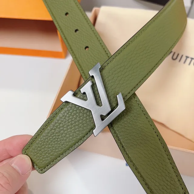 Louis Vuitton LV Twist Belt Cinto de couro verde oliva e preto 5