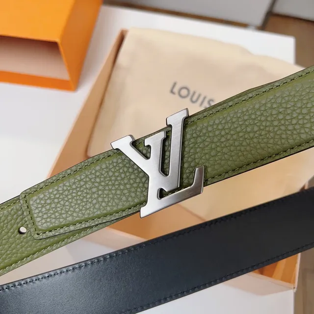 Louis Vuitton LV Twist Belt Cinto de couro verde oliva e preto 7
