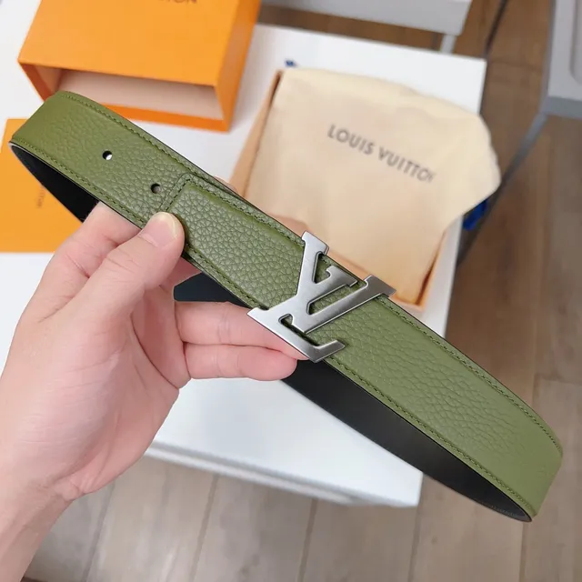 Louis Vuitton LV Twist Belt Cinto de couro verde oliva e preto 8