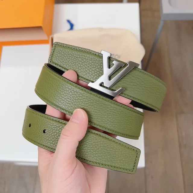 Louis Vuitton LV Twist Belt Cinto de couro verde oliva e preto 9