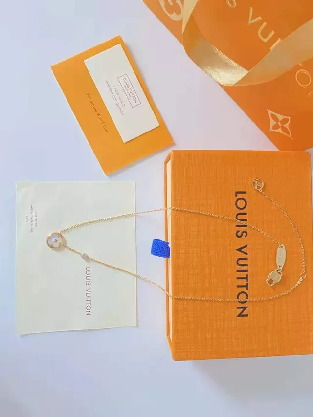 Louis Vuitton Monogram and Flower Motif Gold-Tone Pendant Necklaces 2