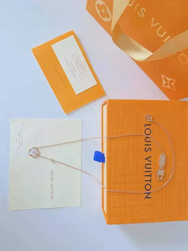 Louis Vuitton Monogram and Flower Motif Gold-Tone Pendant Necklaces 5