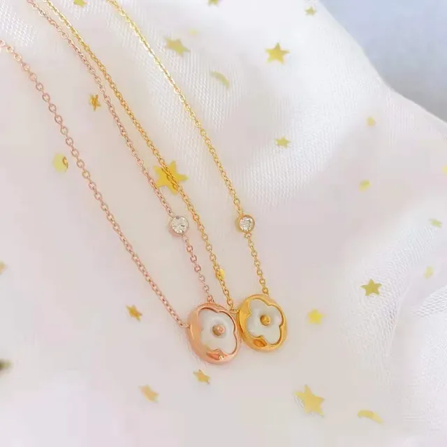 Louis Vuitton Monogram and Flower Motif Gold-Tone Pendant Necklaces 9