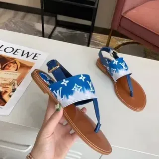 Louis Vuitton Monogram أزرق وأبيض كاجوال صندل