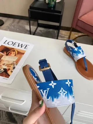 Louis Vuitton Monogram bleu et blanc casual sandales 4