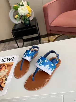 Louis Vuitton Monogram bleu et blanc casual sandales 6