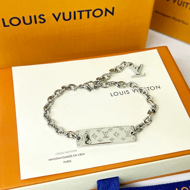Louis Vuitton Monogram Bold Silver-Tone Chain Bracelet 6