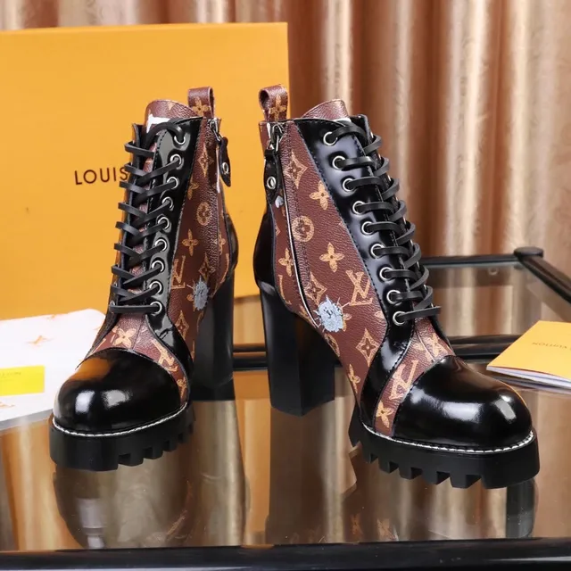 Louis Vuitton مونوغرام كانفاس و جلد البان مربوط بالأربطة حذاء الكاحل 3