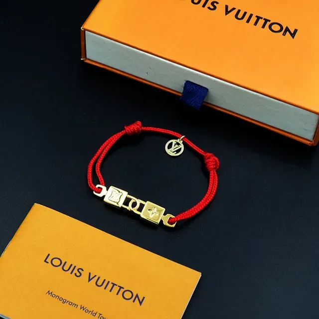 Louis Vuitton Monogram Charm Red Cord Bracelet 4